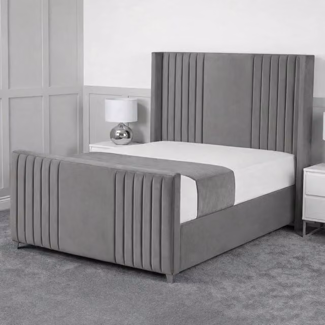 Living Comfort Bedz Emilia Upholstered Gas Lift Storage Bed in Grey, W/D/H: 140 x 200 cm
