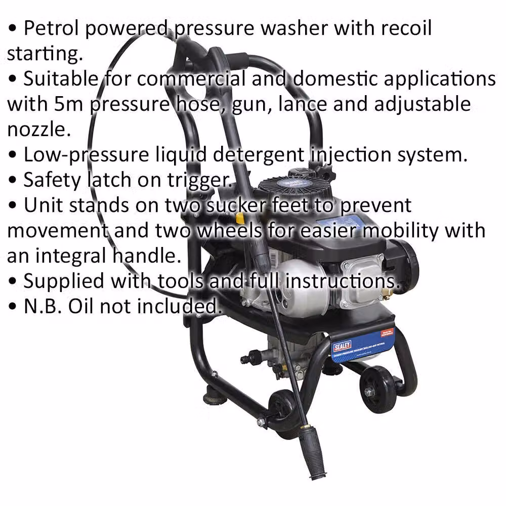 Loops Petrol Powered Pressure Washer with 4hp Engine, 150bar Pressure and 5m Hose in Black and Multicolour – 2