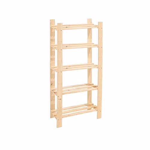 Core Products 5 Shelf Narrow Slatted Storage Unit in Beige Pine Wood