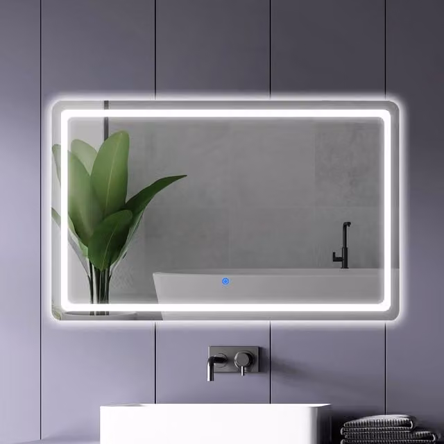 Emitto LED Anti-fog Bathroom Wall Mirror with Makeup Light in Bright Green, W: 100 cm, H: 70 cm, D: 2.5 cm – 1