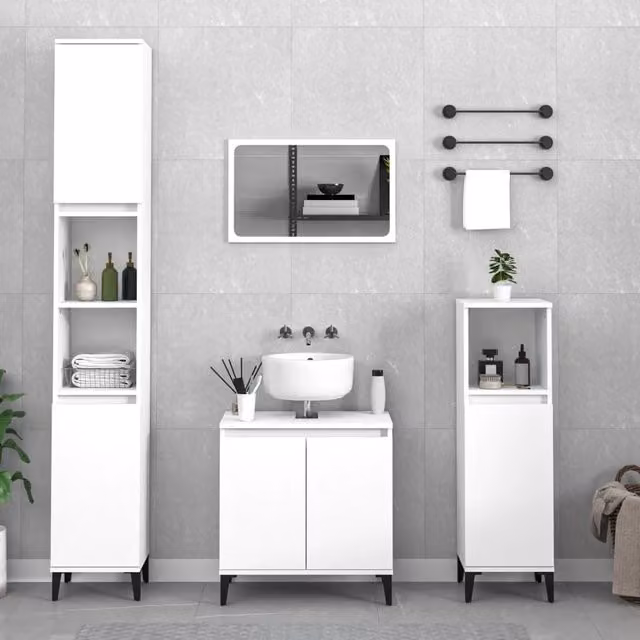 Berkfield Home 3 Piece Modern White Matt Bathroom Furniture Set