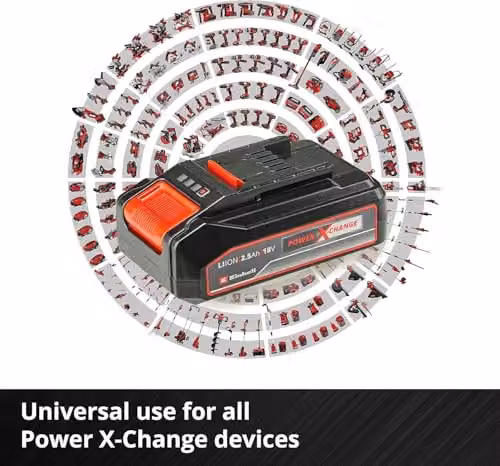 Einhell 18V 2.5Ah Lithium-Ion Battery and Charger Set in Black and Red – 5