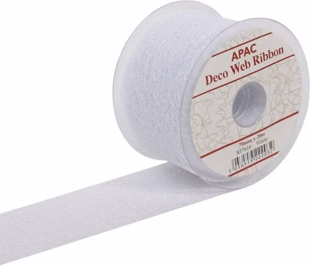 KDMD White Deco Web Ribbon, Width: 7 cm, Length: 20 m