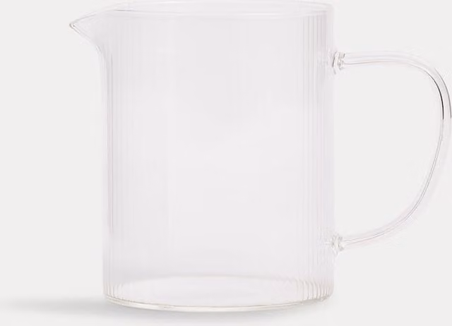 M&S Transparent Ribbed Geometric Glass Milk Jug