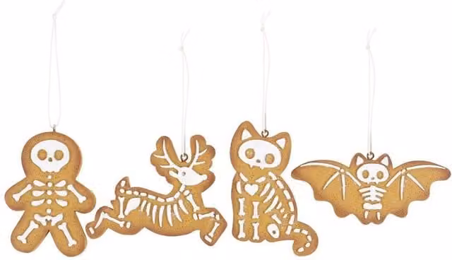 Something Different Skeleton Cookie Ornament Set of 4 in Dark Brown