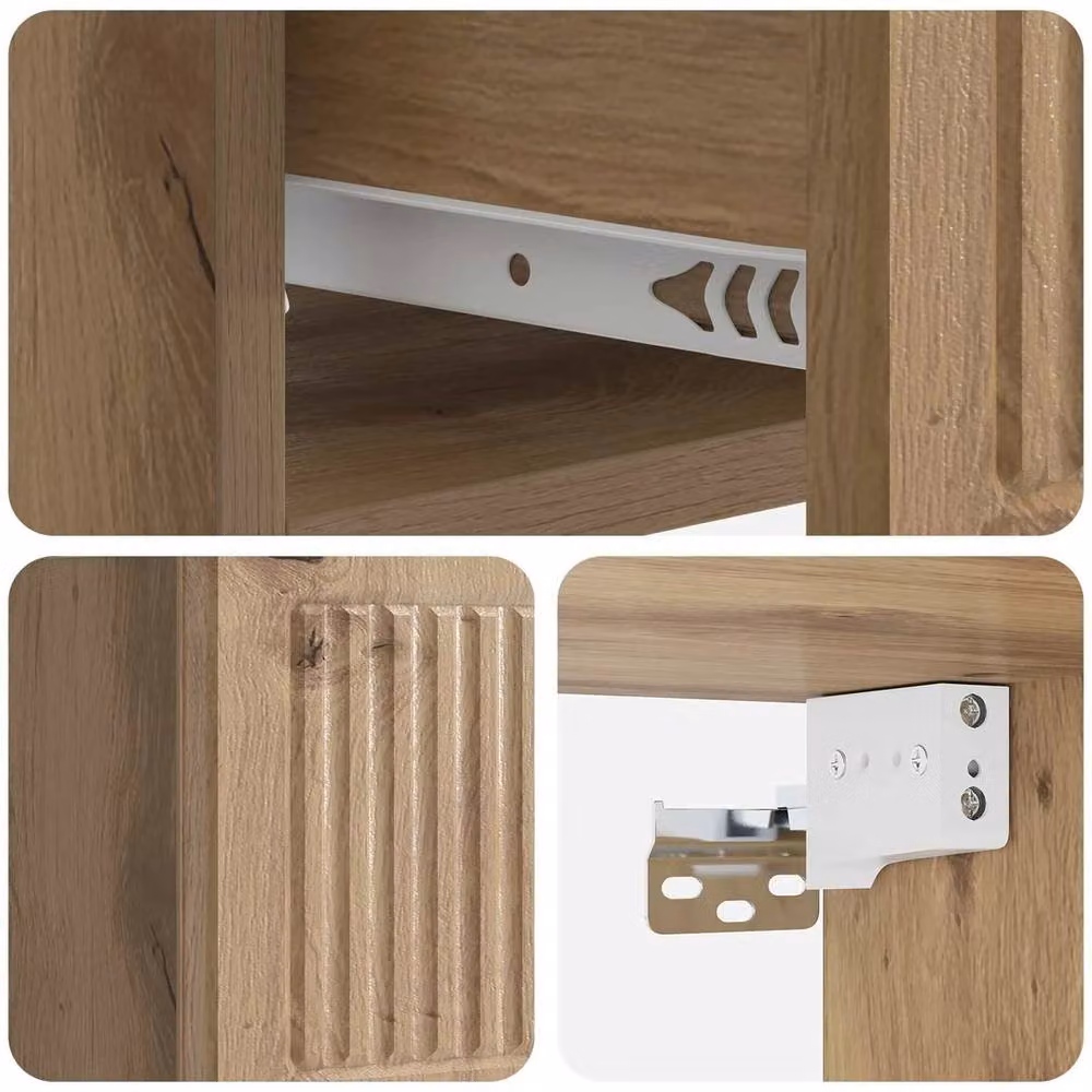 FORGEVIO Modern Wall Mounted Bedside Cabinet in Brown – 3