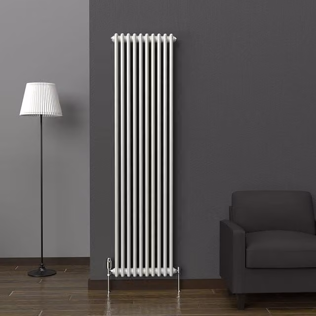 Lux Heat Vertical Coloured Column Radiator in Dove Grey, H 180 cm x W 47 cm
