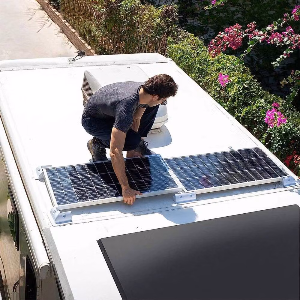 FLAVORA 200W 12V Monocrystalline Mono Solar Panel for Caravan and RV in Black, W: 1000 cm x H: 52 cm – 2