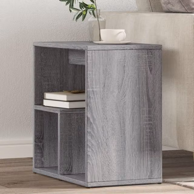Berkfield Home Set of 2 Grey Sonoma Side Tables in Engineered Wood, W/D/H: 50 x 30 x 50 cm