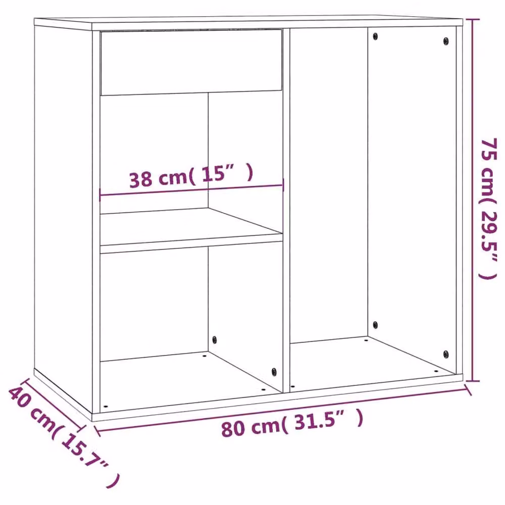 Berkfield Home Elegant Cosmetic Cabinet in Grey Sonoma, W/D/H: 80 x 40 x 75 cm – 4