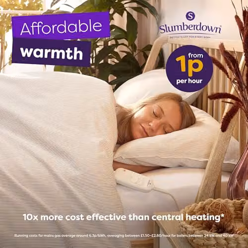 Slumberdown Sleepy Nights Small Single Electric Blanket in White, W: 122 cm – 2