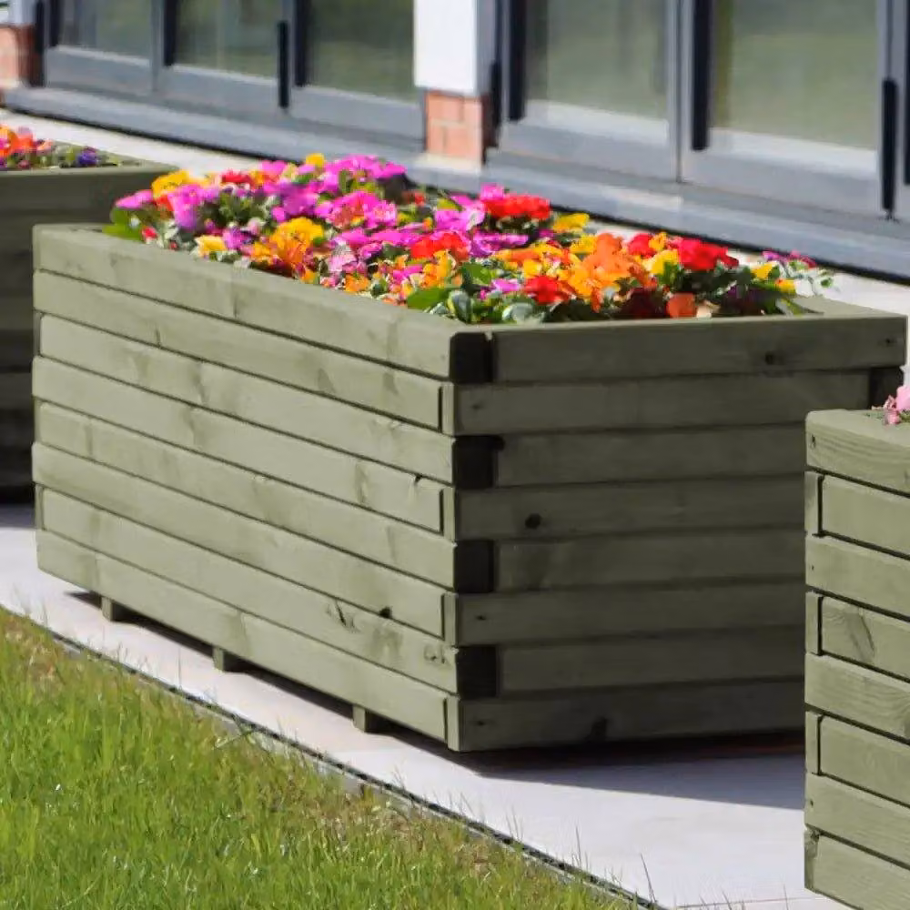 Access Garden Products Pine Raised Trough Planter in Green, W: 120 cm, D: 40 cm, H: 40 cm – 2