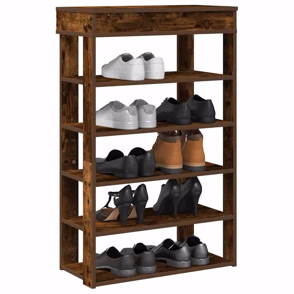 Berkfield Home Smoked Oak Shoe Rack in Brown, W/D/H: 60 x 30 x 98 cm – 2