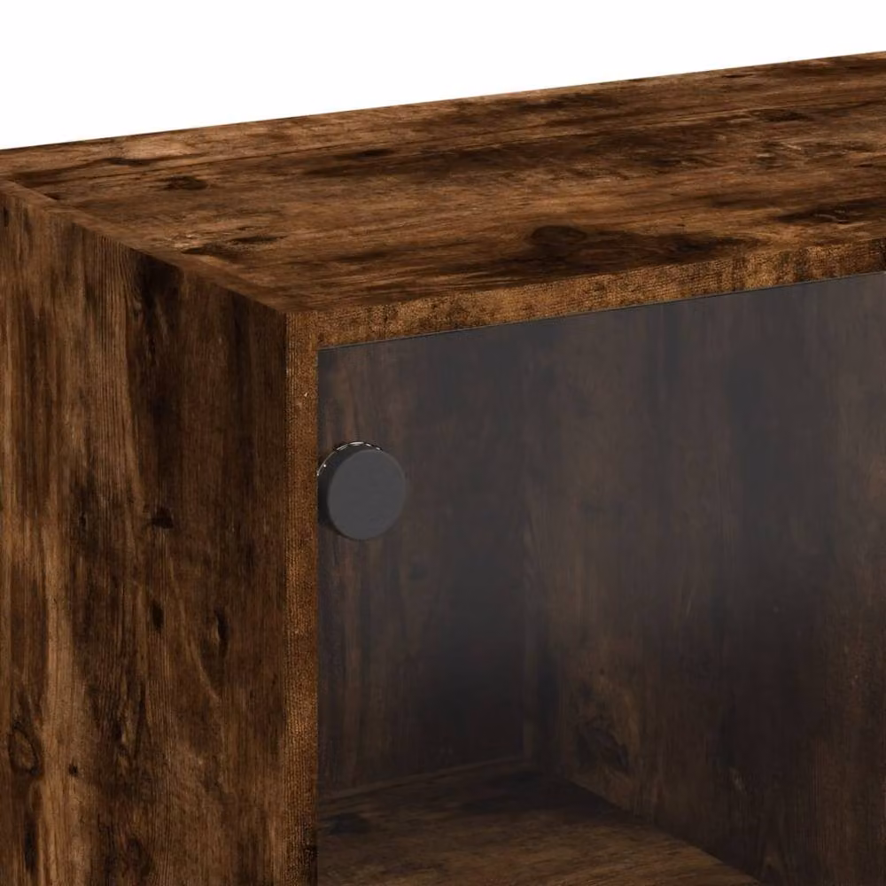 Berkfield Home Coffee Table with Glass Doors in Smoked Oak Brown, W/D/H: 102 x 50 x 42 cm – 5