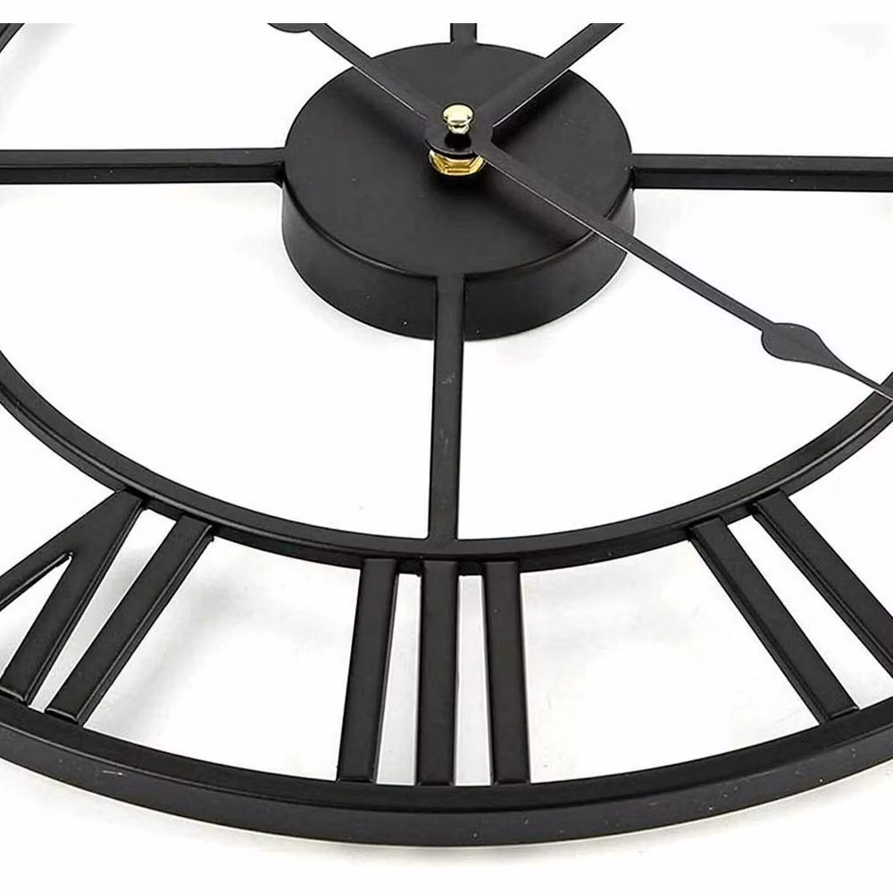 NESTLUNE Large Outdoor Garden Wall Clock with Roman Numerals in Black, W: 60 cm, H: 60 cm – 4