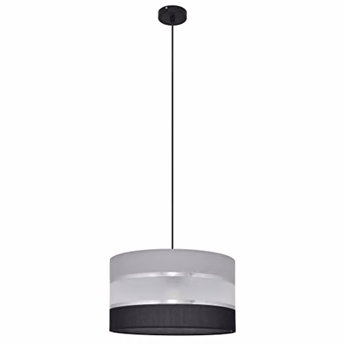Netlighting Helam Cylindrical Pendant Ceiling Light in Grey, Silver and Black, Diameter: 35 cm