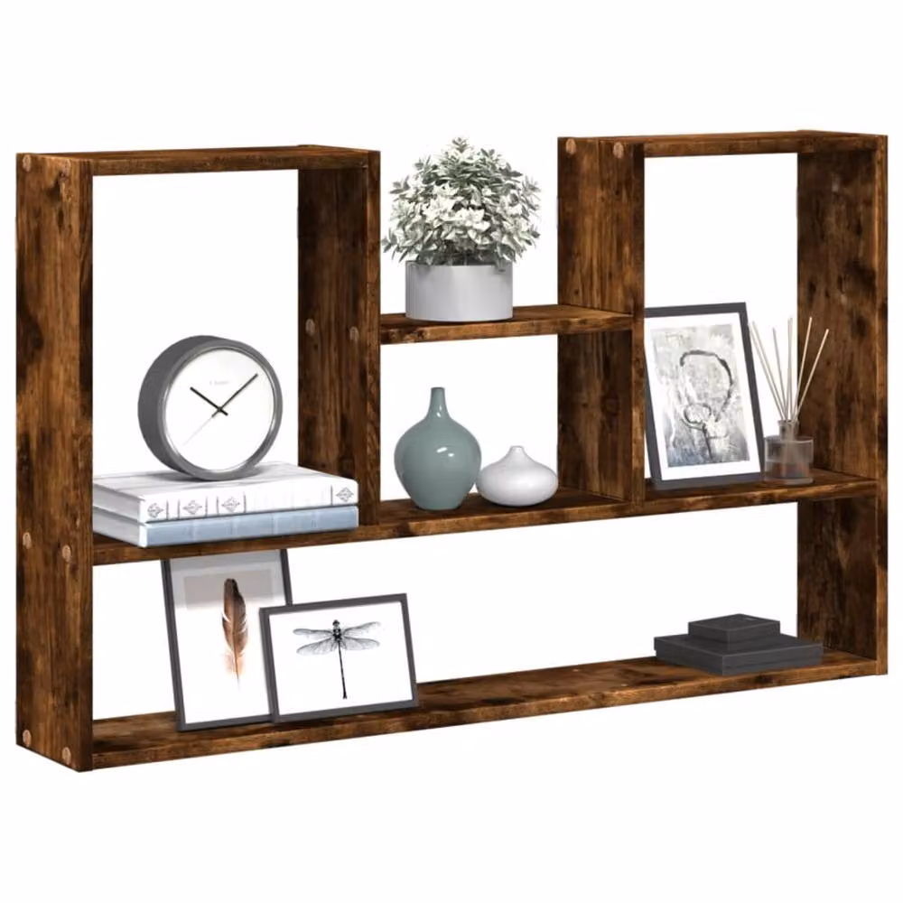 Berkfield Home Smoked Oak Wall Shelf, Brown Engineered Wood, W: 99 cm, D: 15 cm, H: 60 cm – 2