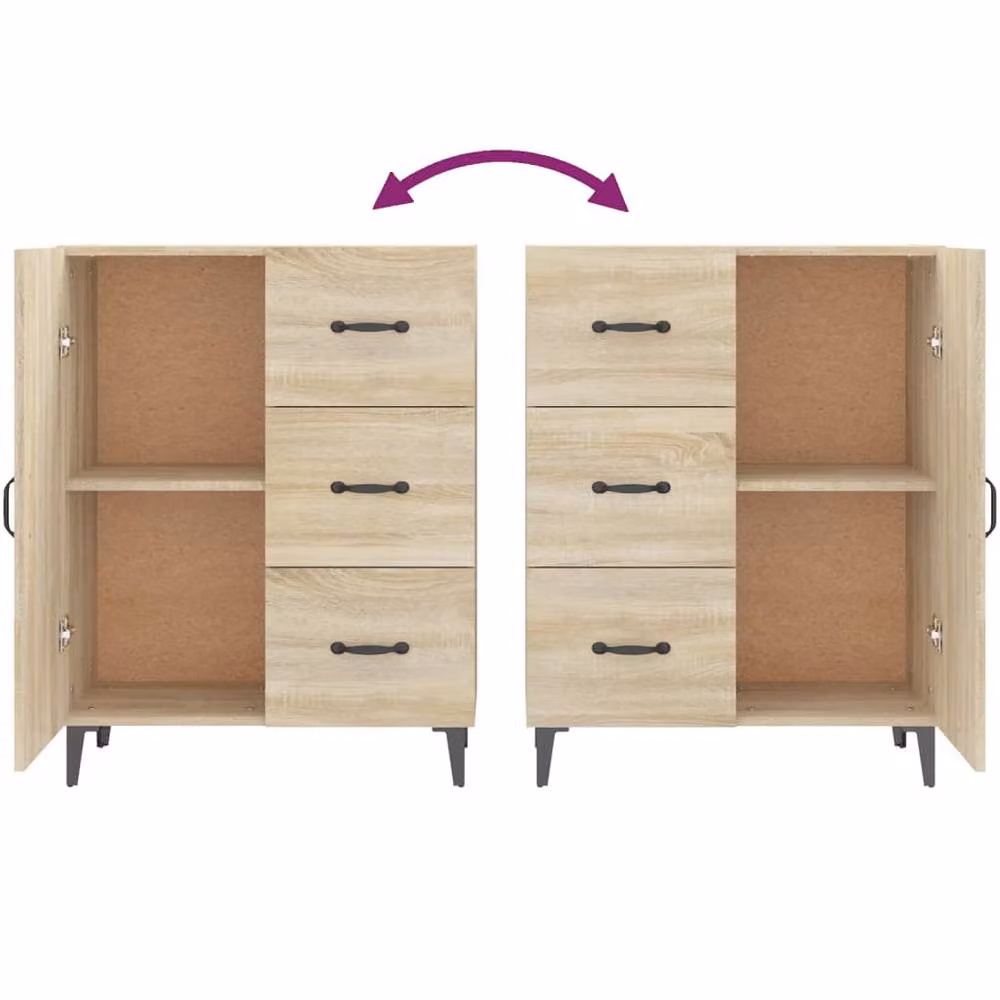 Berkfield Home Sonoma Oak Sideboard in Light Brown, W/D/H: 69.5 x 34 x 90 cm – 3