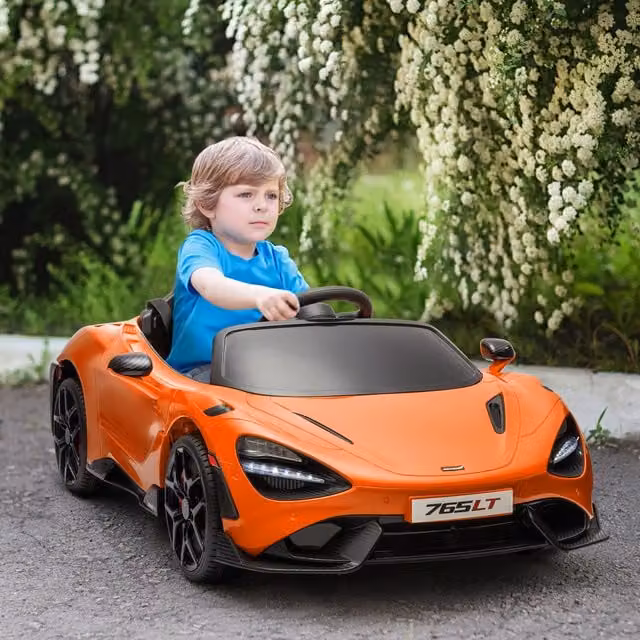 AIYAPLAY McLaren 765LT Licensed Electric Ride on Car with Remote Control, Orange