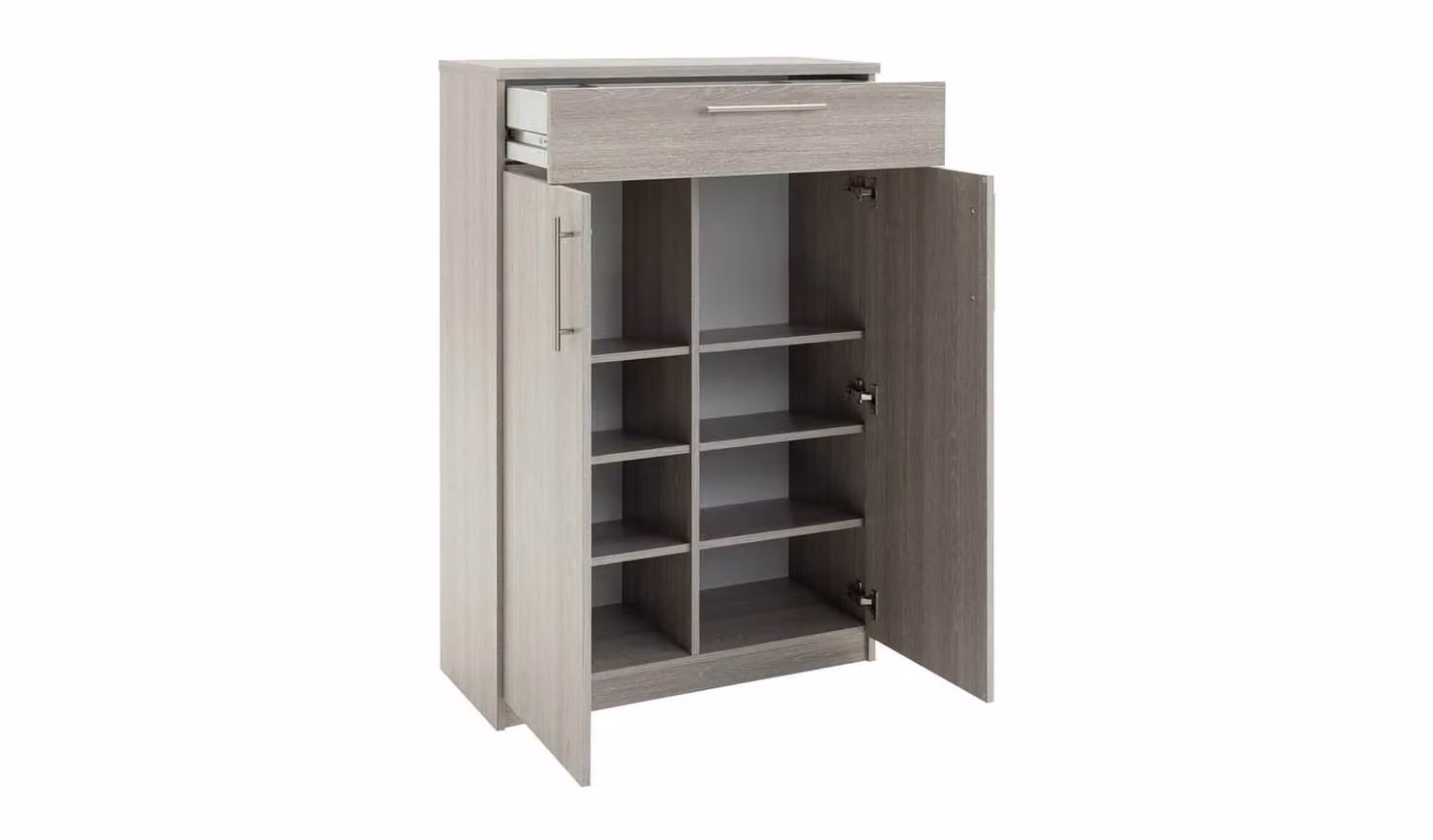 Cheap Furniture Warehouse Brisbane 2 Door Shoe Storage Cabinet in Grey and Oak, W/D/H: 75 x 32.8 x 122.4 cm