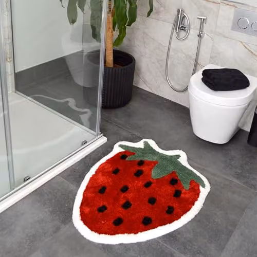 Mooky Mats Strawberry Non-Slip Bath Mat, Red and Green, W: 60 cm, D: 80 cm – 5