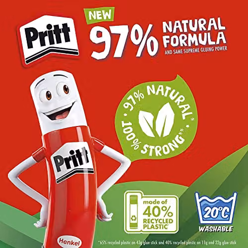 Pritt Glue Stick for School and Craft, Transparent and White, 5 x 11 g – 3
