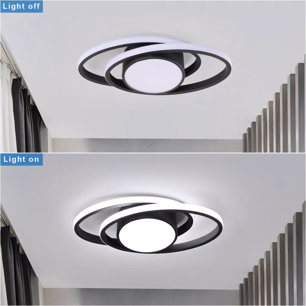 COMELY Modern Dual-Round LED Ceiling Light, 39W, Black with Cool White Light – 5