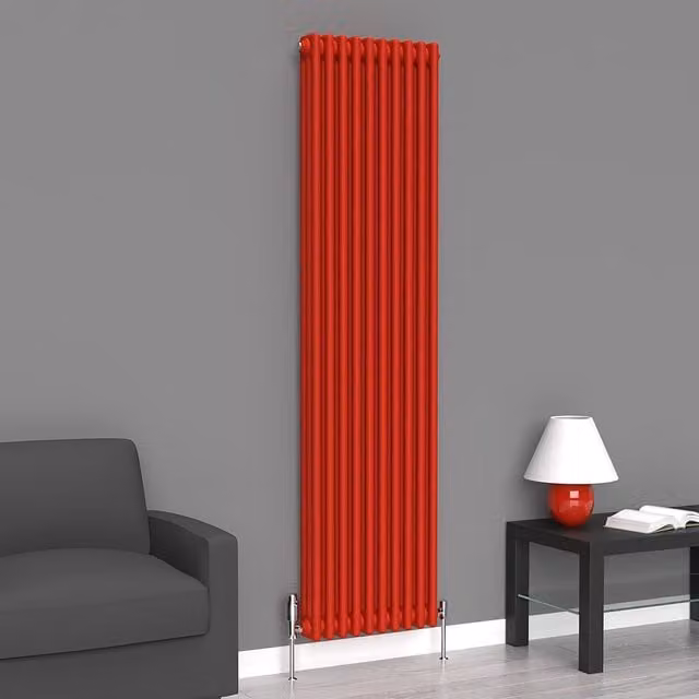 Lux Heat Vertical Coloured Column Radiator in Poppy Red, H 180 cm x W 47 cm