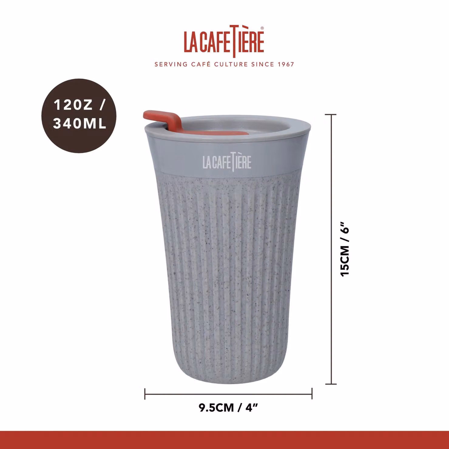 La Cafetiere The Beanie Reusable Ceramic Coffee Cup, 340ml, Grey – 3