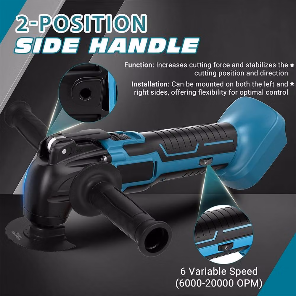 Hinsinc 21V Cordless Multi Tool with 6 Speeds, Oscillating Sander and Saw in Blue and Multicolour – 4