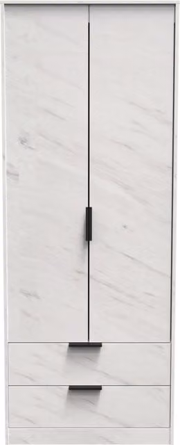 2 U Fuji Ready Assembled 2 Door 2 Drawer Wardrobe in Off-White