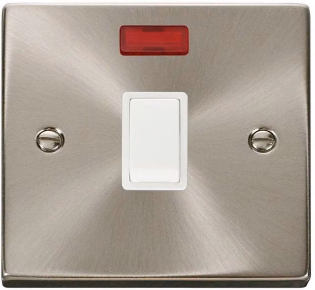 SE HOME Satin Brushed Chrome 1 Gang 20A DP Surface Switch with Neon in White and Silver