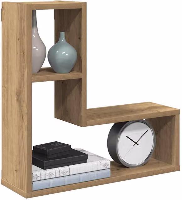 Berkfield Home Artisan Oak Wall Cube Shelves, 2 Pack, Brown, W/D/H: 50 x 15 x 50 cm