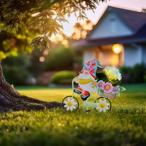 Globo Lighting Solar LED Garden Lamp Multicolour Gnome on Bicycle, Height: 52.5 cm – 6