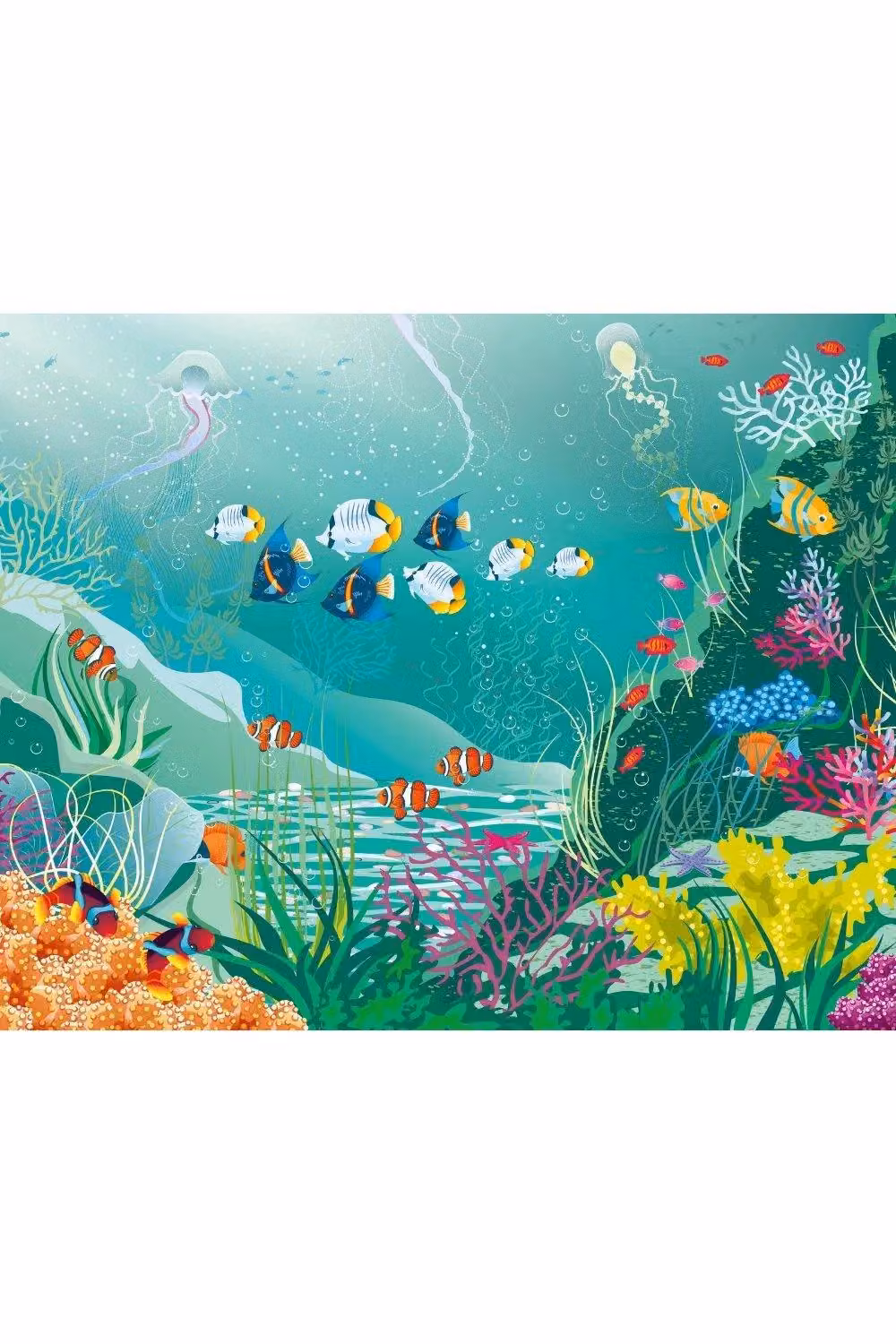 Origin Murals Under The Sea Adventure Wall Mural in Jade and Multicolour, W: 350 cm, H: 280 cm – 2