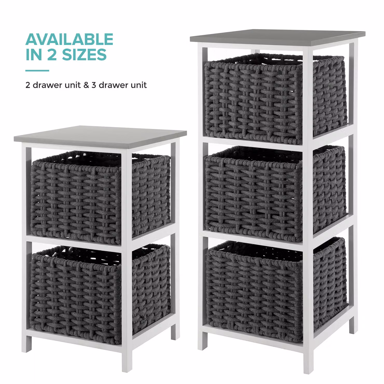 LIVIVO Habi Scandi Style 2 Drawer Wooden Storage Shelf Organiser in Black, Grey or White, W/D/H: 36.0 x 37.0 x 63.5 cm – 4