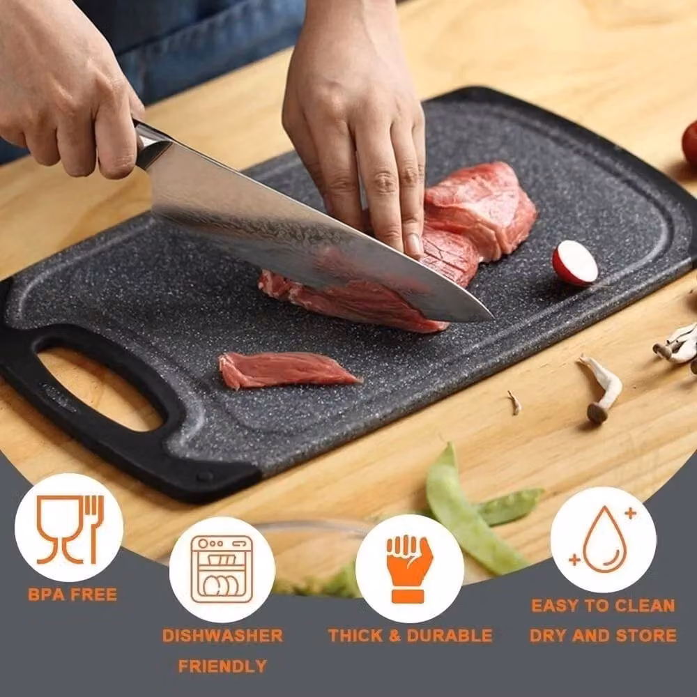 Havendro 3-Piece Non-Slip Plastic Kitchen Cutting Board Set in Grey – 4