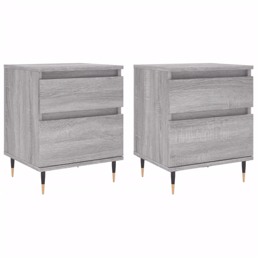 Berkfield Home Set of 2 Modern Grey Sonoma Bedside Cabinets, W/D/H: 40 x 35 x 50 cm