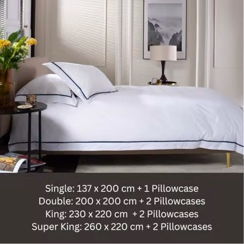 The Lyndon Company Hampstead 200 Thread Count 100% Cotton Duvet Cover and Pillowcase Set in Blue, W/D/H: 200 x 220 cm and 140 x 200 cm – 4