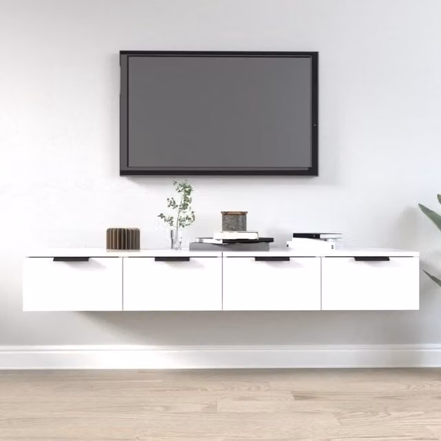 Berkfield Home Set of 2 White Wall Mounted Cabinets in Engineered Wood, W: 68 cm, D: 30 cm, H: 20 cm – 1