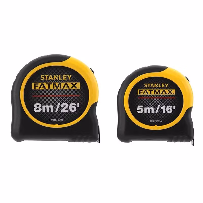 Stanley Fatmax Classic Tape Measure Twin Pack, Yellow and Multicolour, 5m/16ft and 8m/26ft – 2