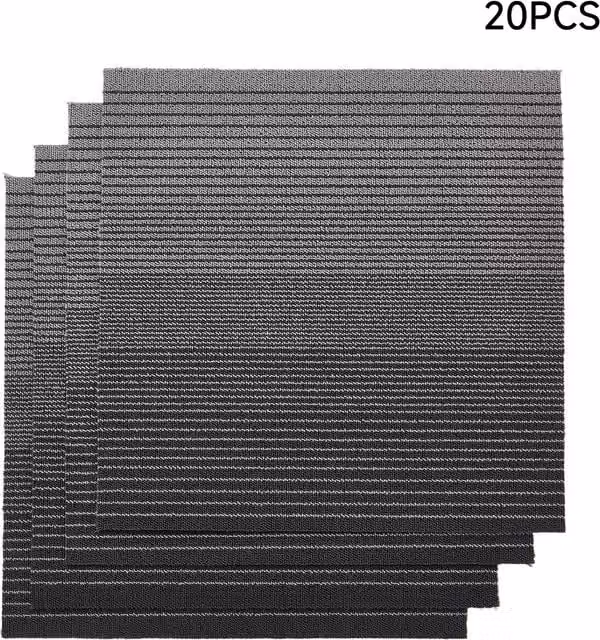Livingandhome 20-Piece Polypropylene Carpet Tiles in Grey