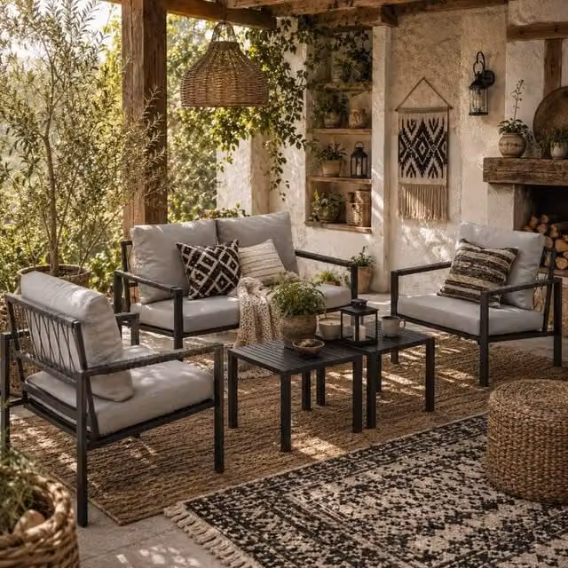 Wyld Haus Cosneri 4 Seater Garden Sofa Set with 2 Coffee Tables in Light Grey – 1