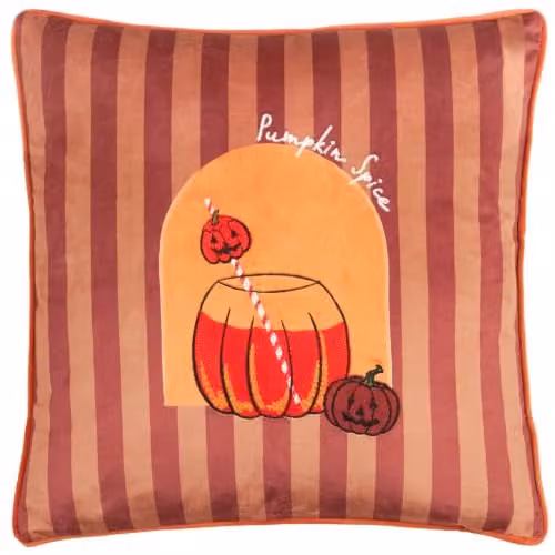 Furn Pumpkin Spice Orange Velvet Square Cushion W/D/H: 45 x 45 x 45 cm