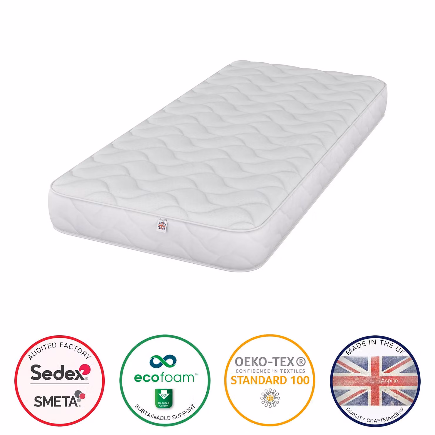 Aspire Kids Ortho Hybrid Spring and Foam Mattress in White, W/D/H: 90 x 190 cm – 2