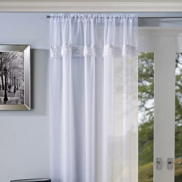 Terrys Savannah White Single Voile Rod Pocket Fabric Panel Curtain