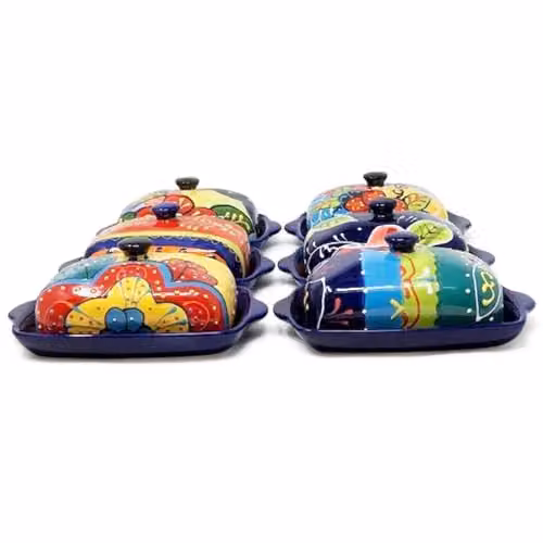 Verano Spanish Ceramics Hand Painted Blue Floral Ceramic Butter Dish, W: 12 cm, L: 19 cm, H: 4 cm – 3