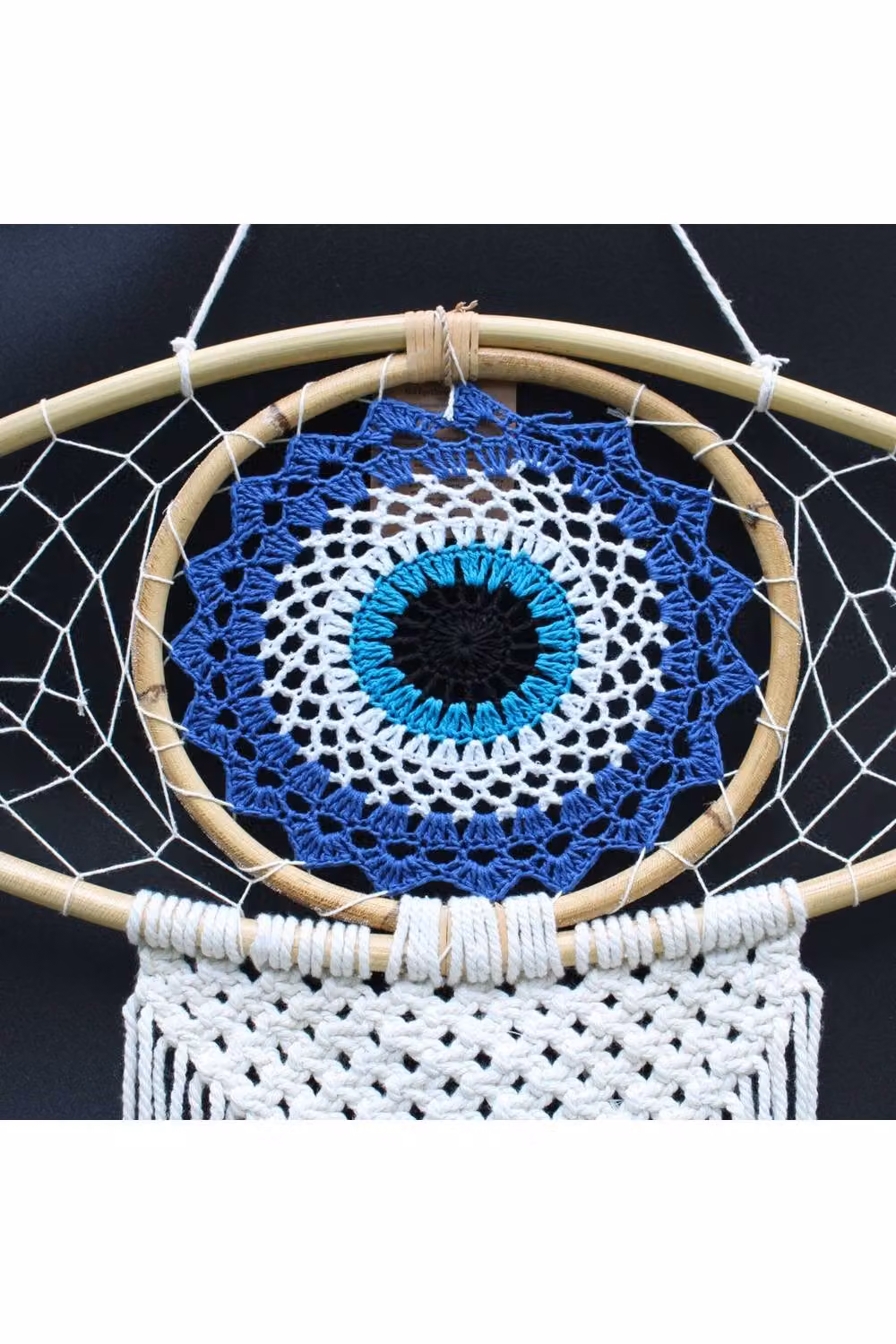 KDMD Protection Dream Catcher Large Macrame Evil Eye Hanging Decoration in Blue, White and Black – 2