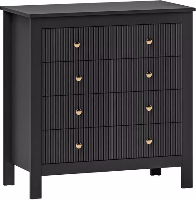 ERGOVEXA Elegant Chest of Five Drawers in Black and Gold