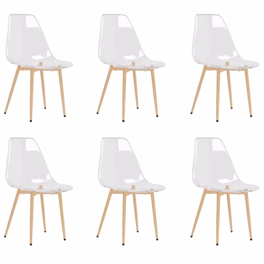 Berkfield Home Set of 6 Modern Dining Chairs in Transparent Black PET and Metal – 2
